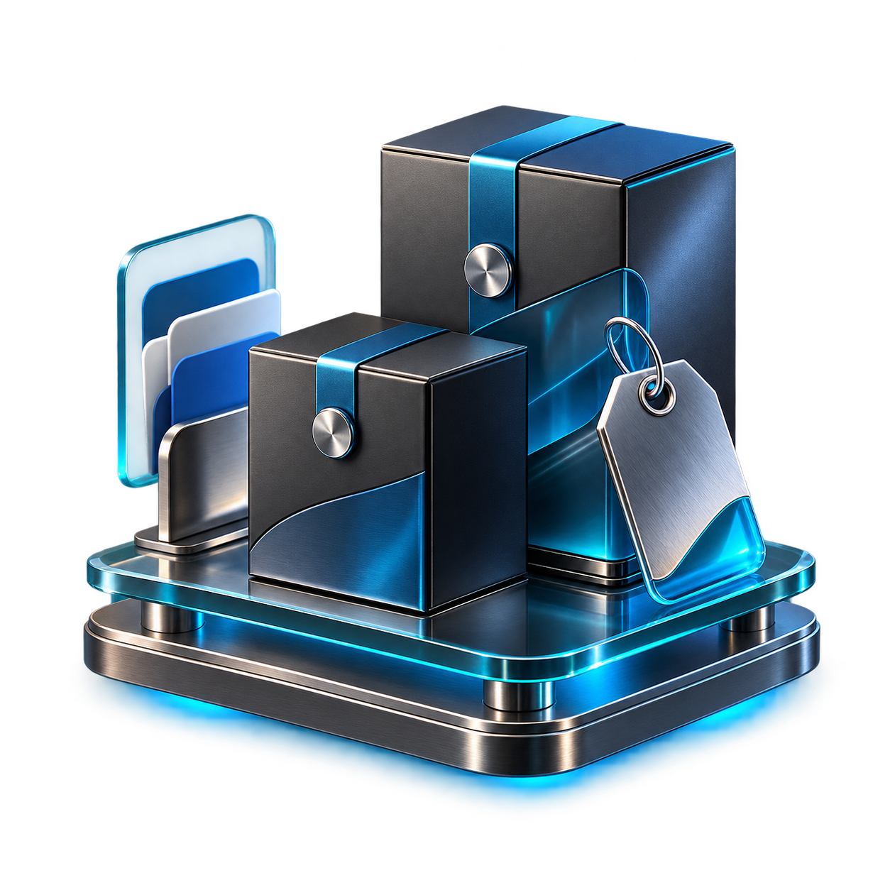 Representação 3D do módulo Produtos