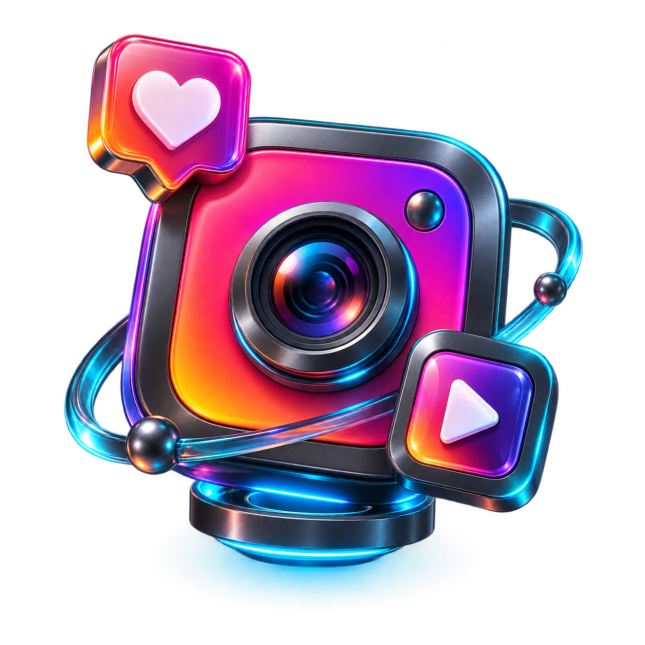 Representação 3D do módulo Redes sociais